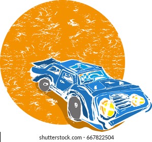 Old cartoon car icon. Vector illustration