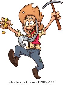 Old Cartoon Gold Miner. Vector Clip Art Illustration With Simple Gradients. All In A Single Layer.