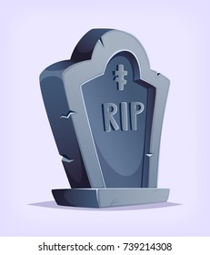 Old cartoon grave design. Vector character illustration.