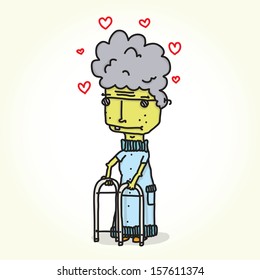 Old cartoon lady isolated vector 