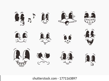 old cartoon mascot character elements. different clipart, faces, limbs. character creator for vintage retro logos and branding. isolated vector illustrations - Shutterstock ID 1771163897
