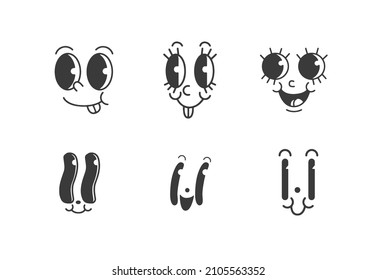 old cartoon mascot character elements. different clipart, faces, limbs. character creator for vintage retro logos and branding. isolated vector illustrations