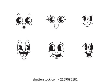 old cartoon mascot character elements. different clipart, faces, limbs. character creator for vintage retro logos and branding. isolated vector illustrations