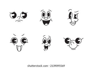 old cartoon mascot character elements. different clipart, faces, limbs. character creator for vintage retro logos and branding. isolated vector illustrations