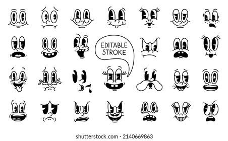 old cartoon mascot character elements. different clipart, faces, limbs. character creator for vintage retro logos and branding. isolated vector illustrations