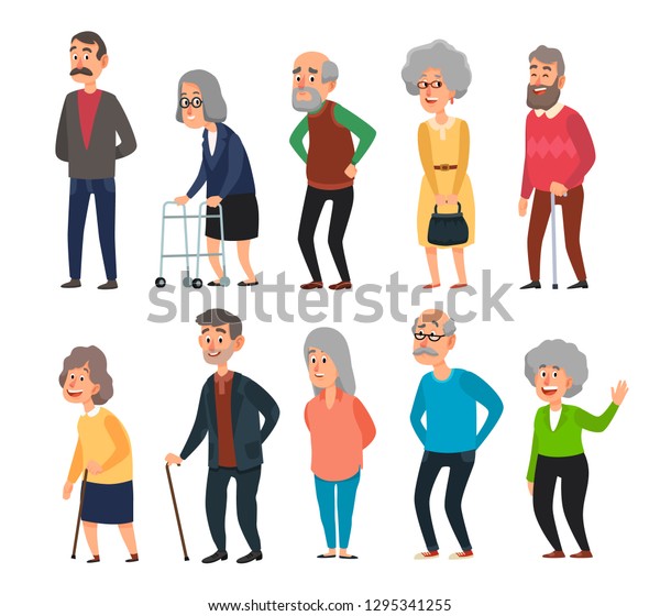 Old Cartoon Seniors Aged People Wrinkled Stock Vector (Royalty Free ...