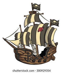 An Old Cartoon Style Galleon/Pirate Ship