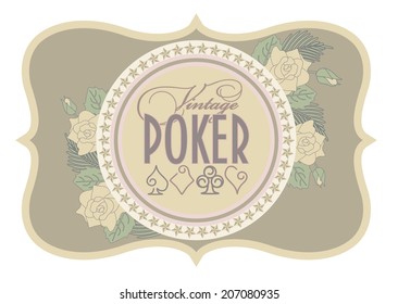 Old casino poker card, vector illustration