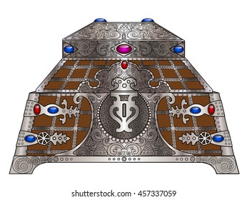 The old casket wrought silver and jeweled