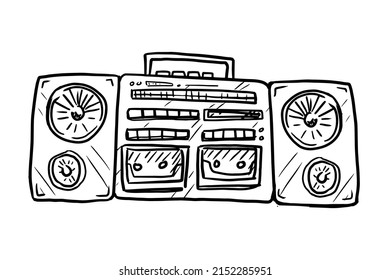 Old cassette and CD recorder vector illustration