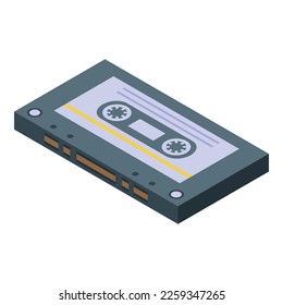 Old cassette icon isometric vector. Retro audio. Music tape