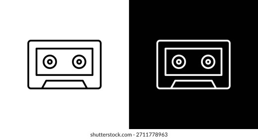Esquema del icono de Cassette antiguo. Vector aislado pictograma para el Web