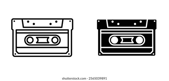 Old Cassette icons in outline and fill. vector illustration for ui.