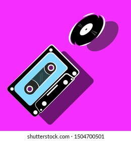 Old cassette music vector. Suitable for icons, party brochures, stickers etc.