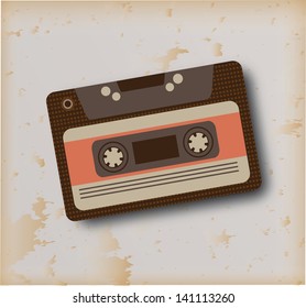 old cassette over vintage background vector illustration