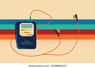old cassette player vintage background vector