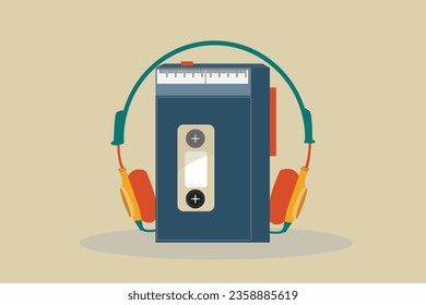 old cassette player vintage background vector