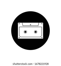 Old cassette rounded icon. Editable Vector Symbol Illustration.