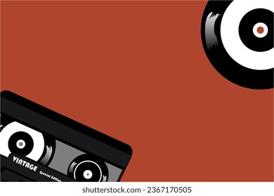 Old cassette tape vintage vector illustration, colorful and fun, 90s nostalgia.