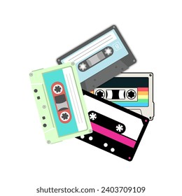 Old cassette tapes from the 70's on top of each other