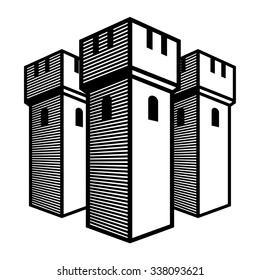 Old castle - ancient temple, stone walls, towers
