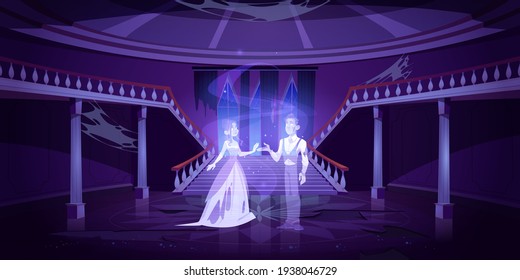 Old Castle Hall With Ghosts Dance In Palace Room