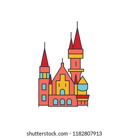 Old castle icon. Cartoon Old castle vector icon for web design isolated on white background