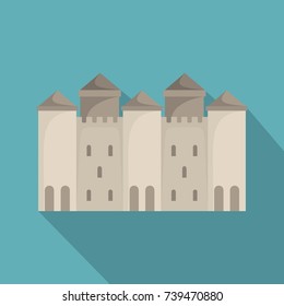 Old castle icon. Flat illustration of old castle vector icon for web