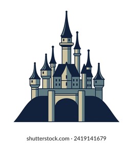 Old Castle Icon on White Background. Vector Logo