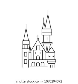 Old castle icon. Outline Old castle vector icon for web design isolated on white background