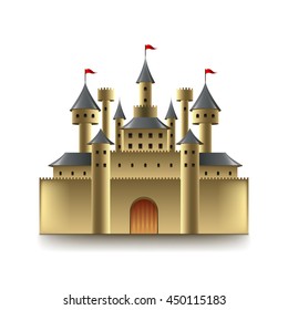Velho castelo isolado em branco foto-realista ilustração vetor