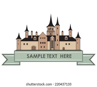 Old castle label. Retro vector logo.