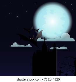 Old castle moonlight night dark