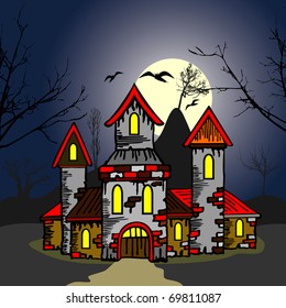 old castle in the night