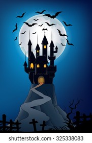 Old castle in the night halloween