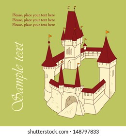 Old castle on the green background