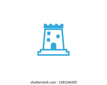 old castle tower with big door in windows