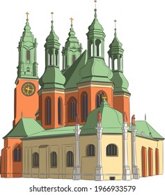 The old cathedral in the city Poznan.
