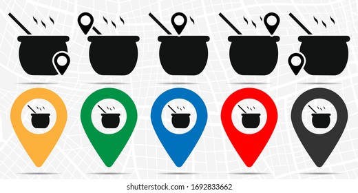 Old cauldron icon in location set. Simple glyph, flat illustration element of halloween theme icons