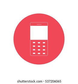 Old cell phone in a circle vector icon Red