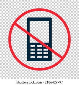 Old cell phone use prohibited icon isolated on transparent background. Vector.