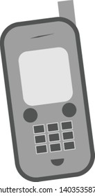 Ein altes Handy mit Knöpfen, das wie ein Smiley, Vektorgrafik, Farbzeichnung oder Illustration zu wirken scheint.