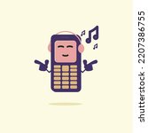 old cellphone cartoon icon. device technology and gadget theme music. vector illustration