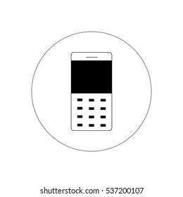 Old cellphone in a circle vector icon 