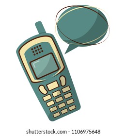 old cellphone with speech bubble retro style