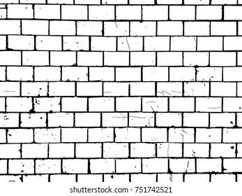 Old ceramic brick tile wall. Grunge vector pattern. Design background.
