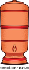 old Ceramic clay filter, typical Brazilian way of filtering water flat design vector