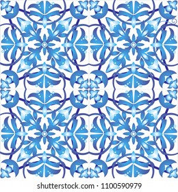 Old ceramic tile wall patterns texture. Colorful ethnic patterned background. Arabesque vector ornament.