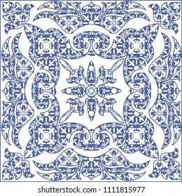Old ceramic tile wall patterns texture. Colorful ethnic patterned background. Arabesque vector ornament.
Majolica, vintage ornaments on the antique tiles
