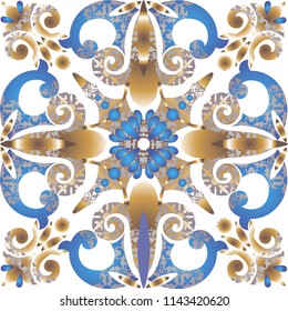 Old ceramic tile wall patterns texture. Colorful ethnic patterned background. Arabesque vector ornament. Majolica, vintage ornaments on the antique tiles